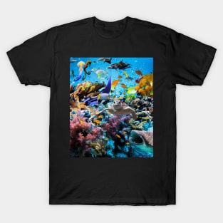 Ocean Dolphin Shark Turtle Coral Sea Fish Orca Whale Reef T-Shirt